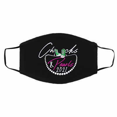 Chucks And Pearls 2021 Washable Reusable Custom Printed Cloth Face Mask Cover, Black, Cloth Face Cover – Medium/Large