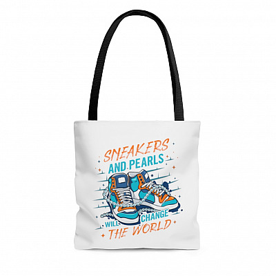 Kamala Harris Chucks and Pearls Change the World Political AOP Tote Bag - Shoulder Bag - Shopping Bag