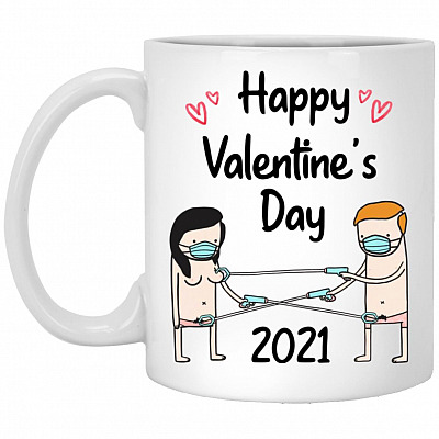 Happy Valentine's Day 2021, White, 11 oz. White Mug