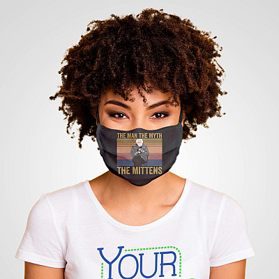 Alternative view of The Man the Myth the Mittens - Bernie Sanders Meme Washable Reusable Custom Printed Cloth Face Mask Cover