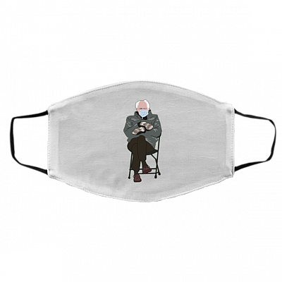 The Man the Myth the Mittens - Bernie Sanders Meme Washable Reusable Custom Printed Cloth Face Mask Cover, White, Cloth Face Cover – Medium/Large