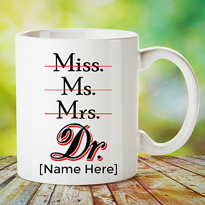 Alternative view of Personalized Miss Ms Mrs Dr Ceramic Coffee Mug - Phd Graduate Beer Stein - Water Bottle - Phd Graduation Gifts