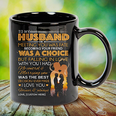 Alternative view of Personalized To My Husband Meeting You Was Fate Ceramic Coffee Mug - Beer Stein - Water Bottle
