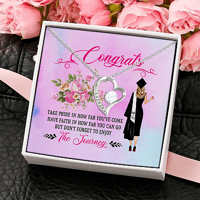Alternative view of Take Pride in Yourself How Far You Have Come How Far You Can Go Graduation Gifts Love Pendant Necklace