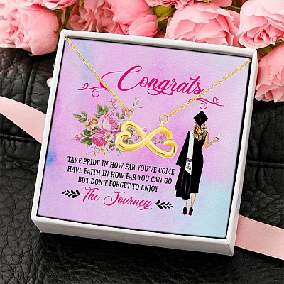 Take Pride in Yourself How Far You Have Come How Far You Can Go Graduation Gifts Infinity Heart Necklace