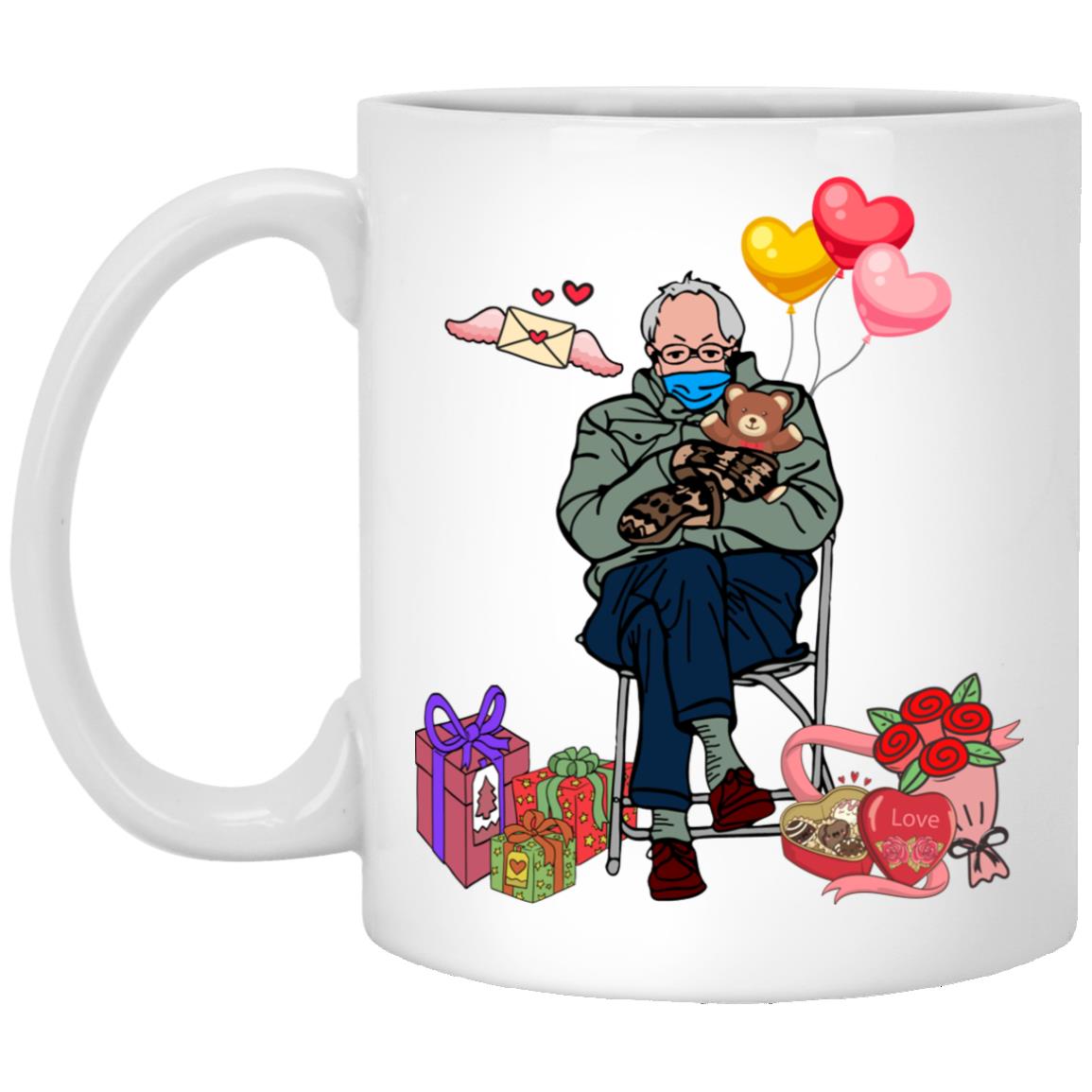 Bernie Sanders Mittens Valentine WhiteMug, White, 11 oz. White Mug
