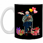 Bernie Sanders Mittens Valentines Day Coffee Mug, Black, 11 oz. White Mug