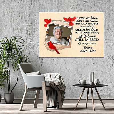 Alternative view of Personalized Photo Memorial Those We Love Don't Go Away They Walk Beside Us Framed Canvas - Unframed Poster