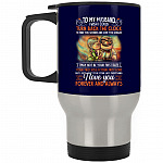 To My Husband Mug, Navy, 14 oz. Silver Travel Mug
