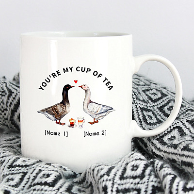 Alternative view of Personalized Duck Couple Ceramic Coffee Mug - You Are My Cup Of Tea Mug - Valentines Day Couple Mugs