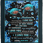 Turtle To My Husband Never, White, Cozy Plush Fleece Blanket - 50x60 Turtle To My Husband Never, White, Cozy Plush Fleece Blanket - 50x60