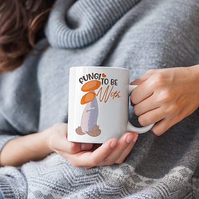 Alternative view of Fungi To Be With Mushrooms Ceramic Coffee Mug - Beer Stein - Water Bottle - Color Changing Mug