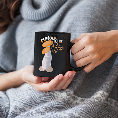 Alternative view of Mushrooms Fungi To Be With Ceramic Coffee Mug - Beer Stein - Water Bottle - Color Changing Mug