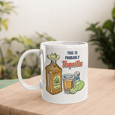 Alternative view of This Is Probably Tequila Ceramic Coffee Mug - Beer Stein - Water Bottle - Color Changing Mug