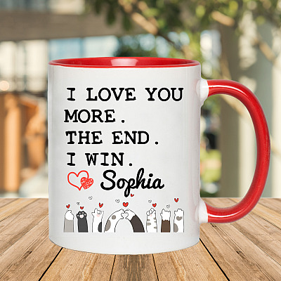 Alternative view of Personalized Couple Accent Mug - I Love You More The End I Win Mug - Valentines Day Couple Mugs