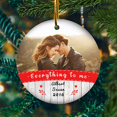 Personalized Photo You Are Everything To Me Decorative Christmas Ornament - Holiday Flat Circle Ornament