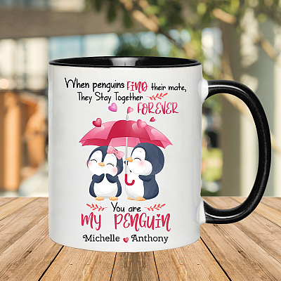 Alternative view of Personalized Couple Accent Mug - Penguins Mate Forever You Are My Penguins Mug