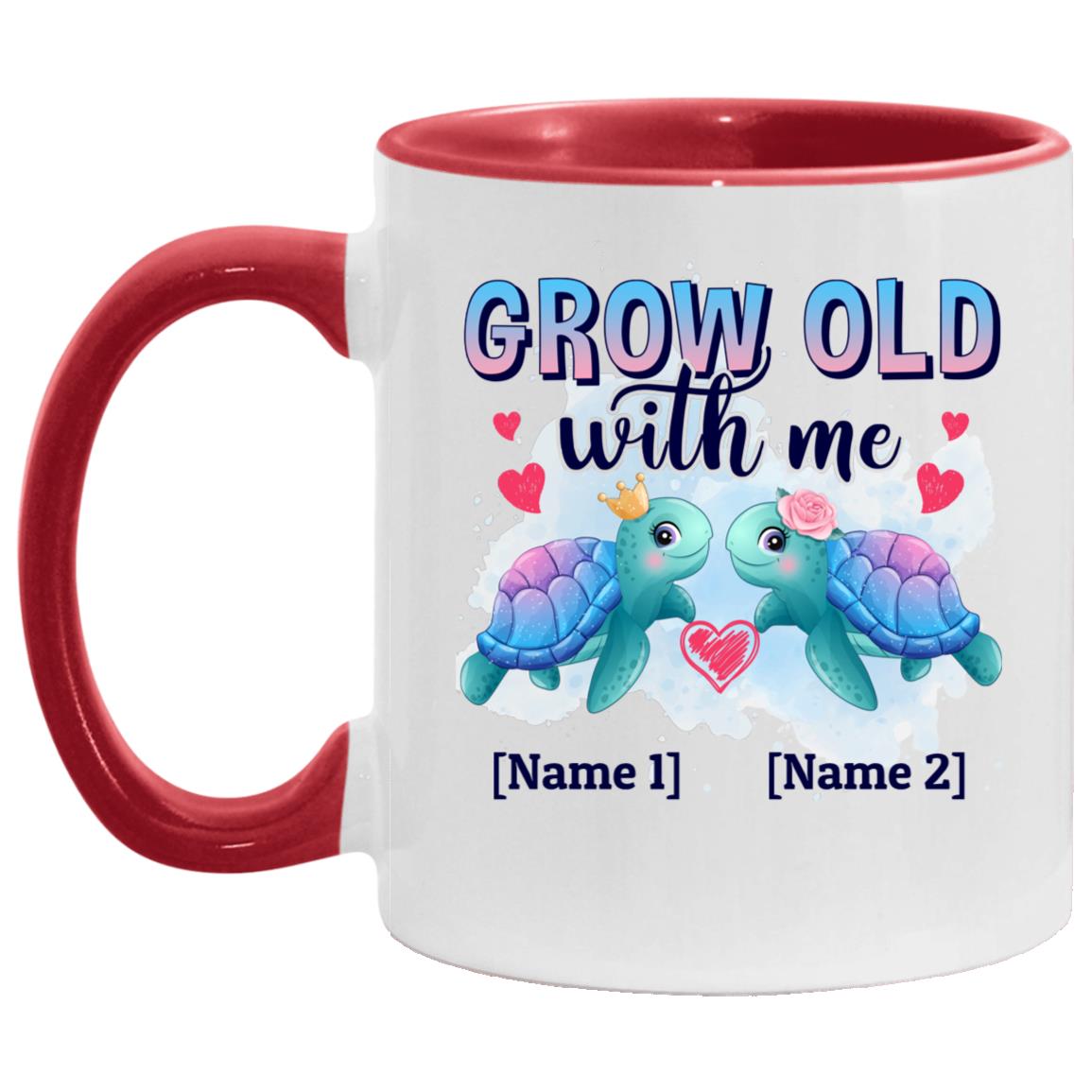 Personalized Turtle Couple Accent Mug, White/Red, 11 oz. Accent Mug