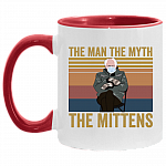 The Man the Myth the Mittens - Bernie Sanders Meme Accent Mug, White/Red, 11 oz. Accent Mug