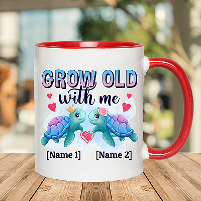 Alternative view of Personalized Turtle Couple Accent Mug - Grow Old With Me Mug - Couple Coffee Mug