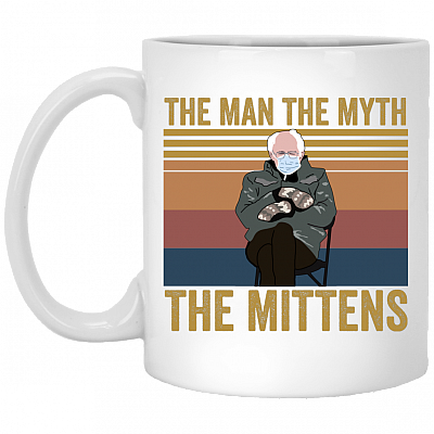 The Man the Myth the Mittens - Bernie Sanders Meme Ceramic Coffee Mug - Beer Stein - Water Bottle - Color Changing Mug, White, 11 oz. White Mug