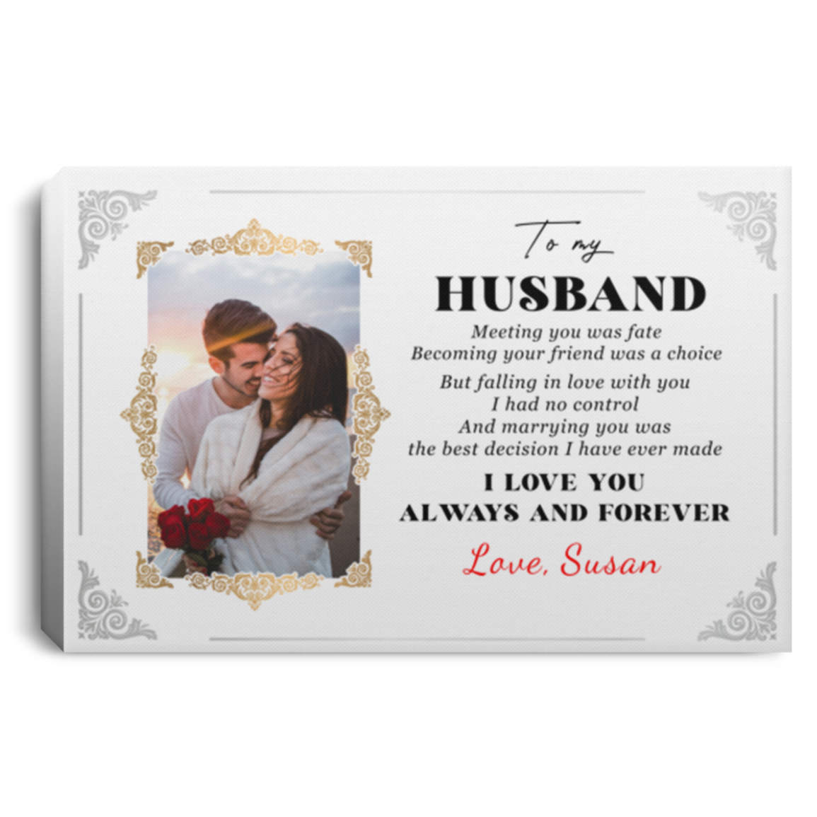 Personalized Photo To My Husband Meeting You Was Fate Framed Canvas Prints - Unframed Poster, White, 0.75'' Framed Canvas