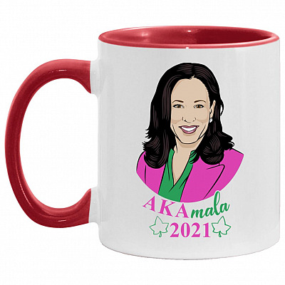 Kamala Accent Mug, White/Red, 11 oz. Accent Mug