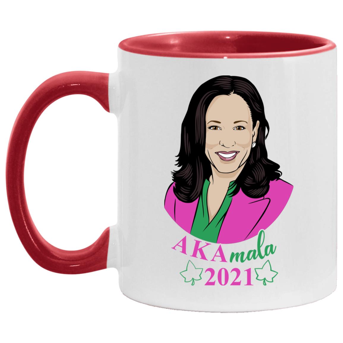 Kamala Accent Mug, White/Red, 11 oz. Accent Mug