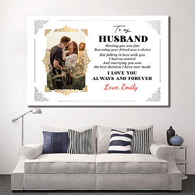 Alternative view of Personalized Photo To My Husband Meeting You Was Fate Framed Canvas Prints - Unframed Poster