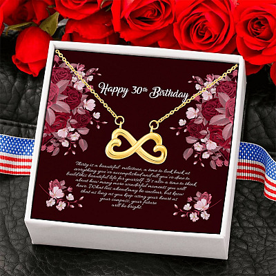 Happy 30th Birthday Infinity Heart Pendant Necklace