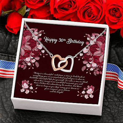 Happy 30th Birthday Interlocking Hearts Pendant Necklace