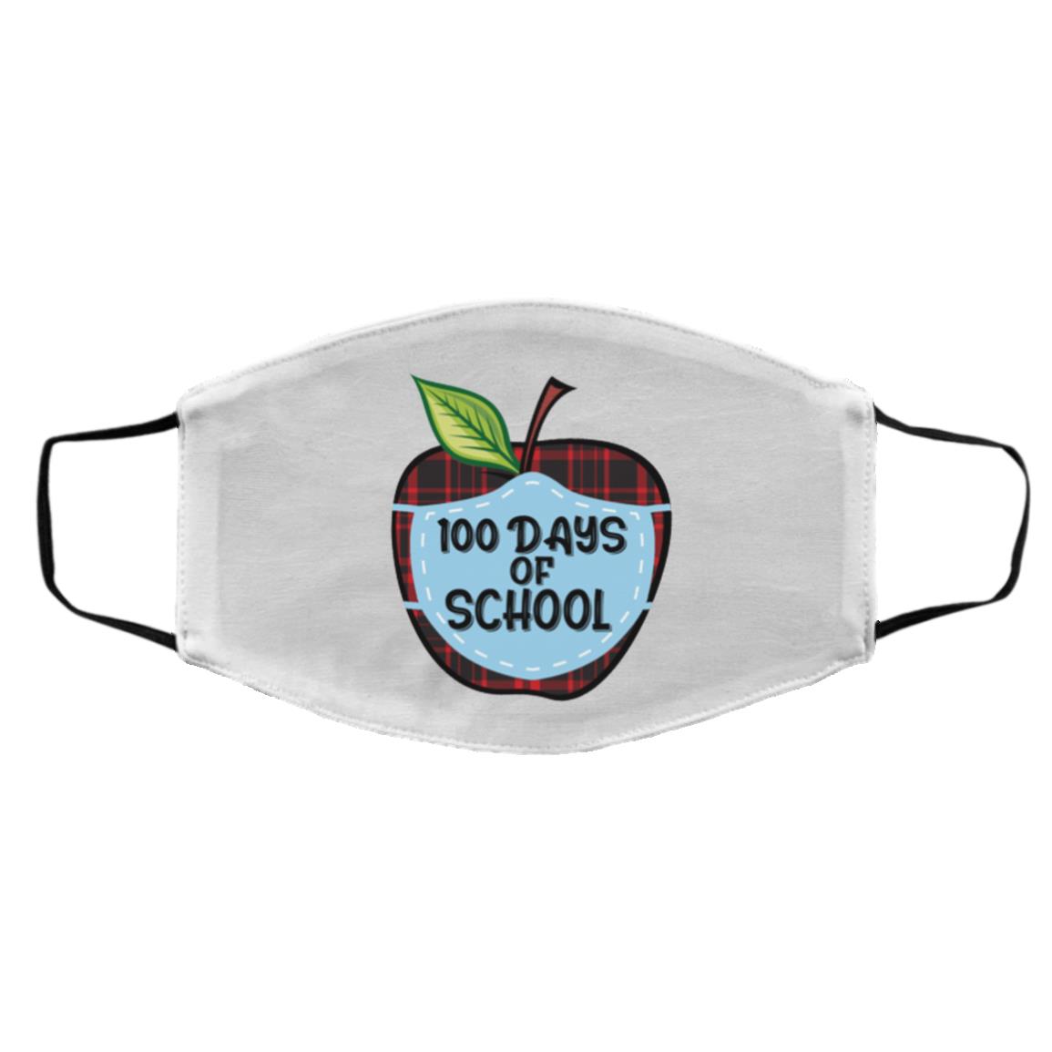 100 Days of School Face Mask, White, Cloth Face Cover – Medium/Large