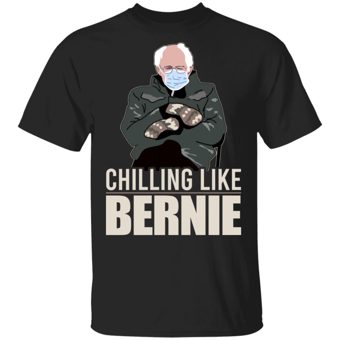 Chilling Like Bernie Funny Bernie Sanders Mittens Meme T-Shirt - Bernie Sanders Inauguration 2021 Shirt, Black, Unisex T-Shirt