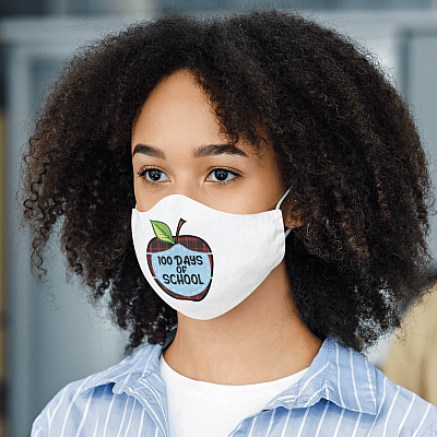 Alternative view of 100 Days of School Apple Wearing Mask Washable Reusable Custom Printed Cloth Face Mask Cover