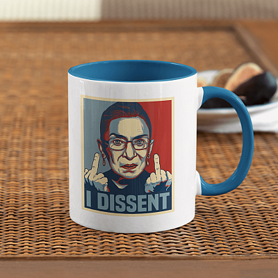 Alternative view of Funny I Dissent Ruth Bader Ginsburg Middle Finger Accent Mug - RBG Quotes Mug