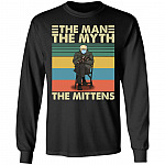 The Man The Myth The Mittens Vintage Hoodie - Bernie Sanders Mittens Meme Sweatshirt - Long Sleeve Shirt, Black, Long Sleeve