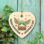 Green Baby Alien Happy Lockdown Valentine's Day 2021 Decorative Ornament - Holiday Flat Heart Ornament Gift