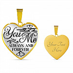 You And Me Always And Forever Luxury Heart Pendant Necklace - Girlfriend Necklace Gifts - Heart Luxury Necklace (Gold Plated)
