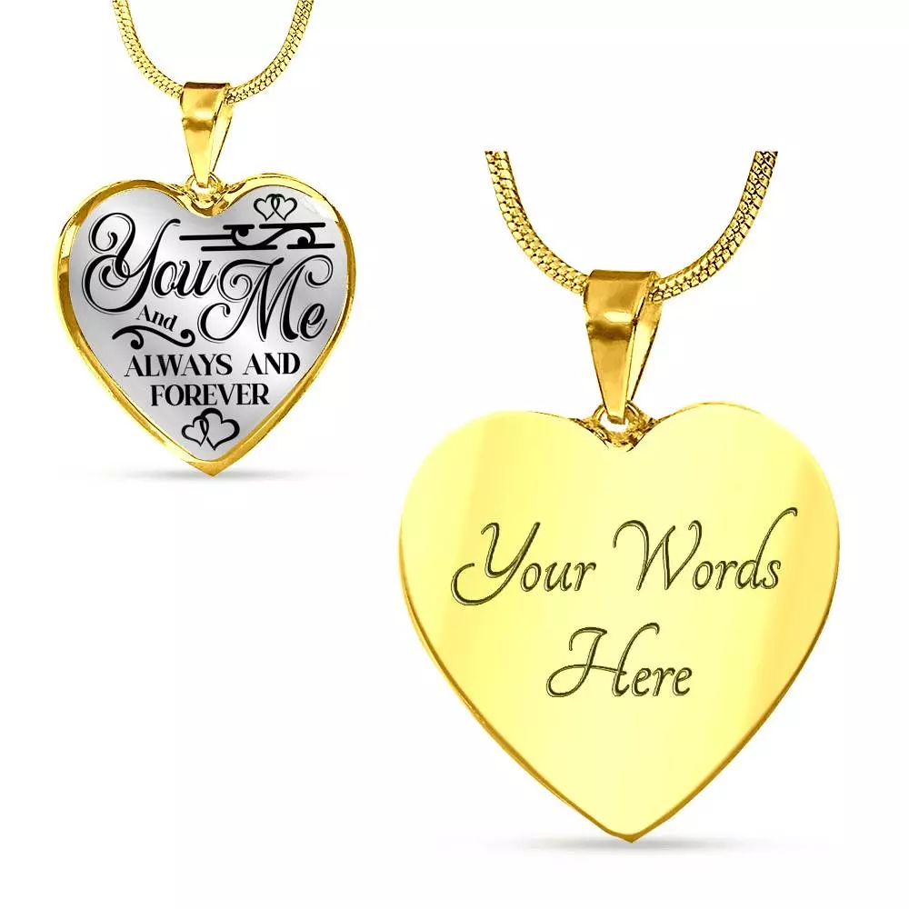 You And Me Always And Forever Luxury Heart Pendant Necklace - Girlfriend Necklace Gifts - Heart Luxury Necklace (Gold Plated)