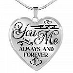 You And Me Always And Forever Luxury Heart Pendant Necklace - Girlfriend Necklace Gifts - Heart Luxury Necklace (Silver)