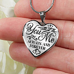 You And Me Always And Forever Luxury Heart Pendant Necklace - Girlfriend Necklace Gifts - Heart Luxury Necklace (Silver)