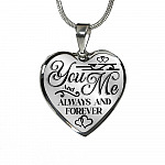 You And Me Always And Forever Luxury Heart Pendant Necklace - Girlfriend Necklace Gifts - Heart Luxury Necklace (Silver)