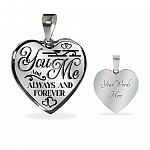 You And Me Always And Forever Luxury Heart Pendant Necklace - Girlfriend Necklace Gifts - Heart Luxury Necklace (Silver)