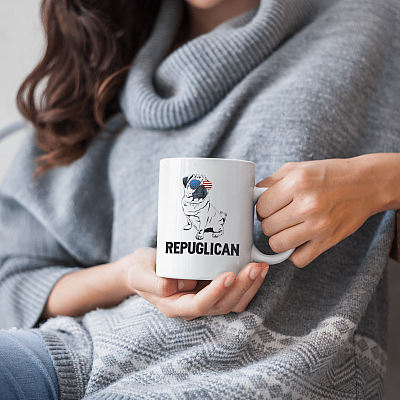 Alternative view of Repuglican Pug Coffee Mug - Beer Stein - Water Bottle - Color Changing Mug - Pug Mugs For Pug Lovers