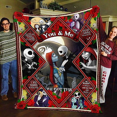 Alternative view of You And Me We Got This Jack With Sally Fleece Blanket - Couple Mink Blanket - Valentines Day Gifts