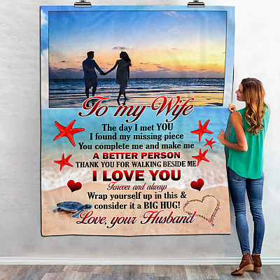 Alternative view of Personalized Photo To My Wife The Day I Met You I Found My Missing Piece Fleece Blanket - Mink Blanket