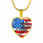 In God We Trust American Flag Patriotic Heart Pendant Necklace - Gift For Patriot - Heart Luxury Necklace (Gold Plated)