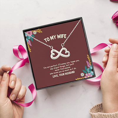 Alternative view of To My Wife I'm Not Perfect I'll Annoy You From Husband Infinity Heart Pendant Necklace