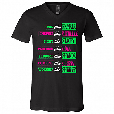 Kamala Harris Aka T-Shirt - V Neck, Black, V-Neck T-Shirt