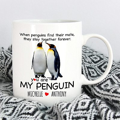 Alternative view of Personalized You Are My Penguin Coffee Mug - Funny Couple Penguin Mug - Valentine's Day Mug For Him Her